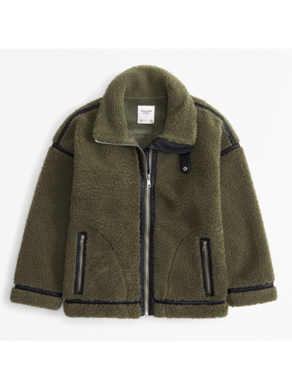 Abercrombie & Fitch Sherpa Teddy Funnel Neck Jacket NWT